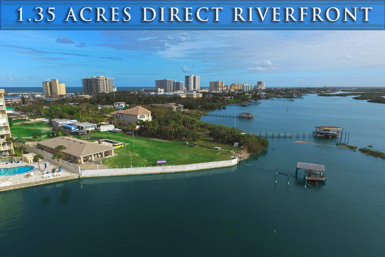 Riverfront homes for sale in Port Orange Florida. 1.35 acres beachside along the Intracoastal Waterway. Zoned Multifamily or Assisted Living Facility - South West River View